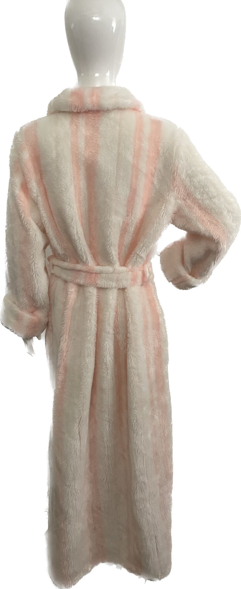 Vintage Fuzzy Robe, Striped Cozy Robe, Long Robe, Fabric by Charm,