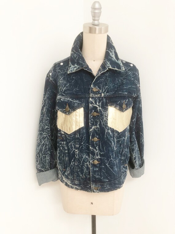Vintage denim jacket, artist painted jean jacket, Rol… Gem