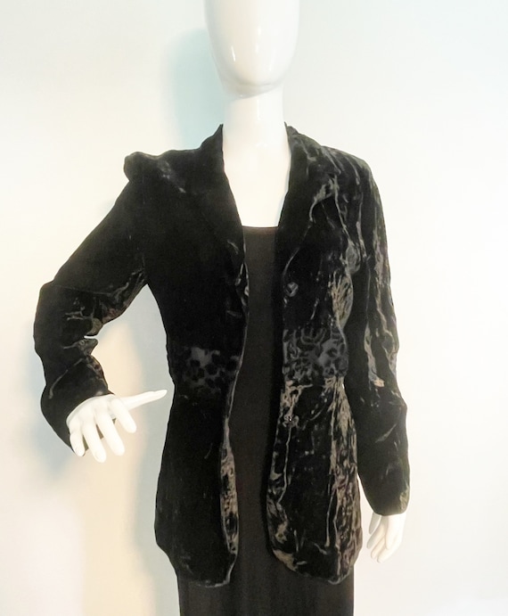 Velvet 1980's blazer, crushed velvet, blazer, burn