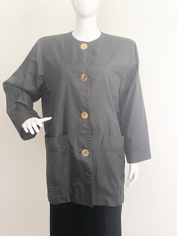 Vintage Givenchy Boutiques Givenchy Black Boxy Raincoat Button Front Jacket 80 s Raincoat Designer Jacket Etsy Canada