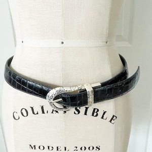Vintage Brighton Belt, Heart Texture Silver Tone Buckle  display picture 1