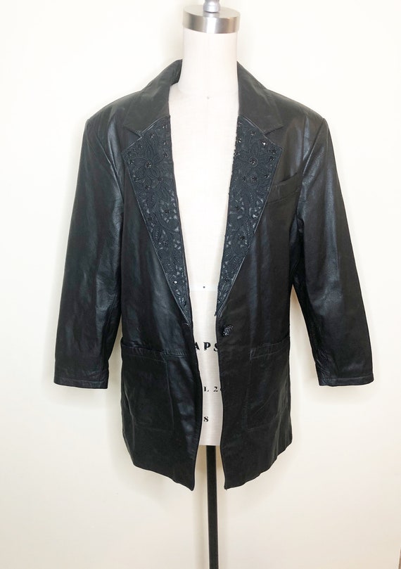 Vintage Leather jacket, longline leather blazer, … - image 7