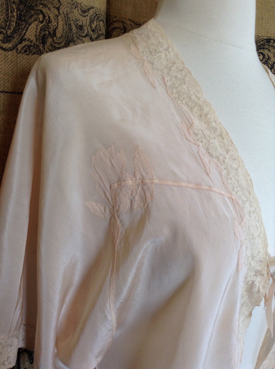 Bed jacket pink silk bed jacket Etsy