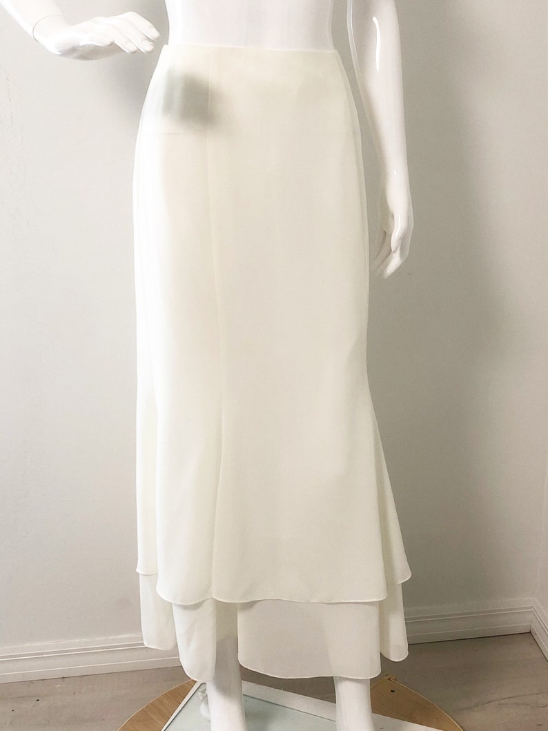 Vintage double tiered skirt ivory skirt, Via Condotti formal skirt, nos, wedding skirt image 2