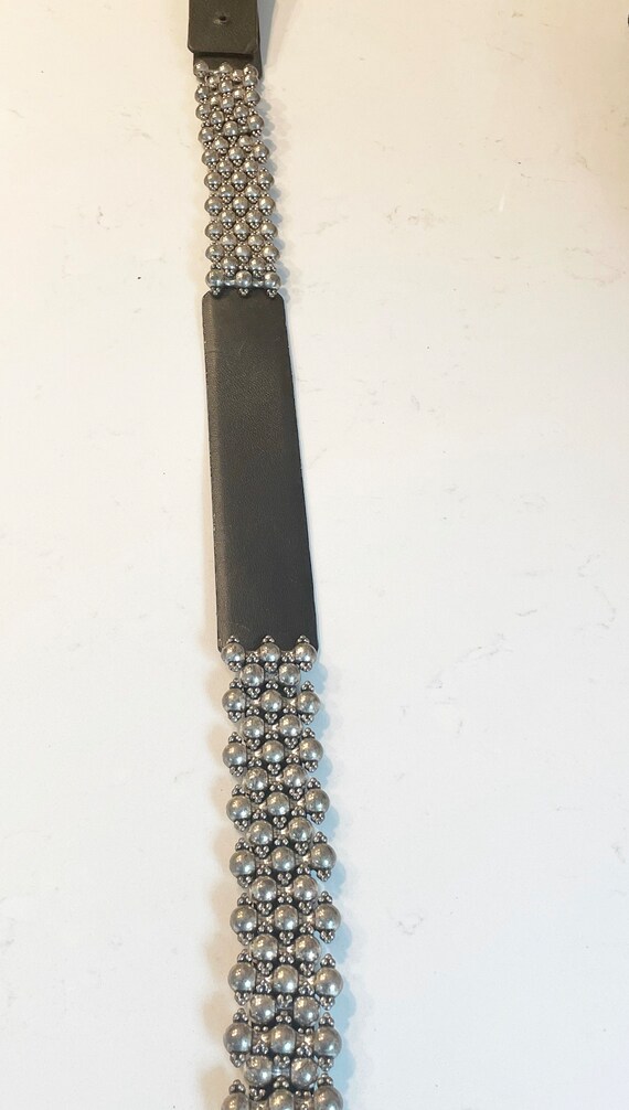 Vintage Leather and Silver Tone Statement Belt, Sandy  display picture 3