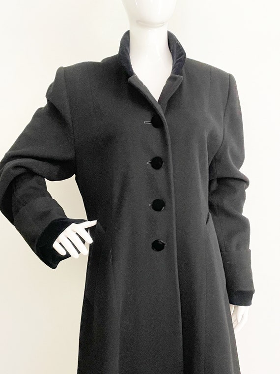 Christian Dior wool coat, velvet trimmed coat, bl… - image 6