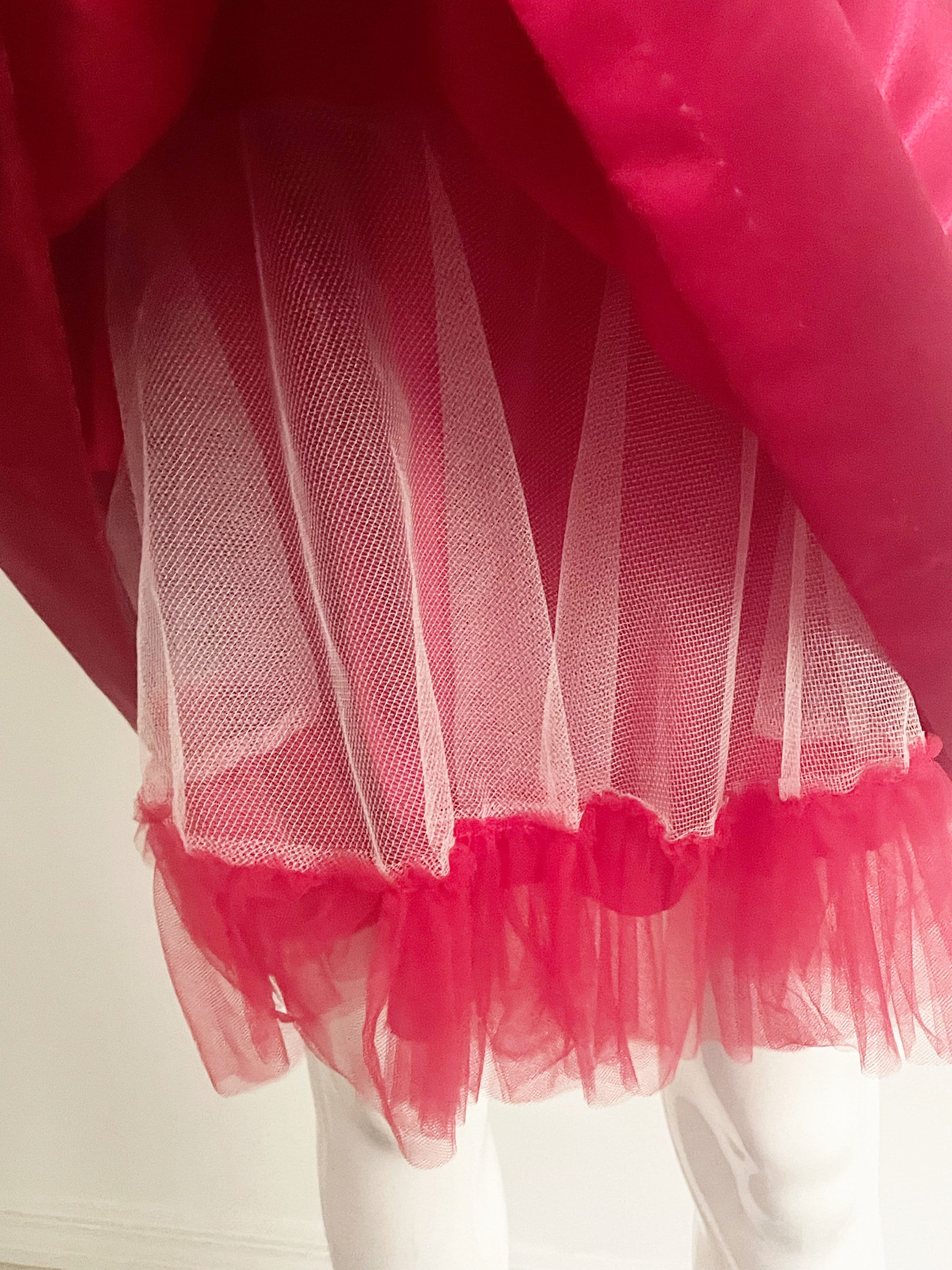 ジェシカマクリントック パーティドレス レッド フリル ストラップレス