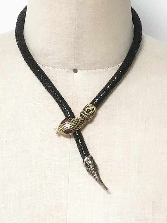 Vintage mesh snake choker, snake necklace, red eye