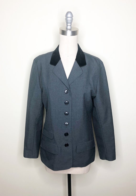 Vintage charcoal gray riding jacket, wool blazer,… - image 2