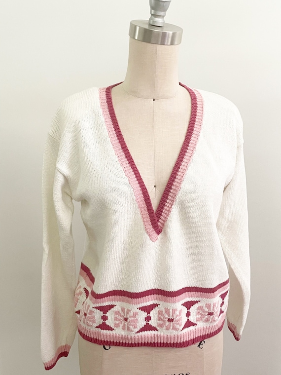 Vintage Jantzen v neck sweater, pullover sweater,… - image 1