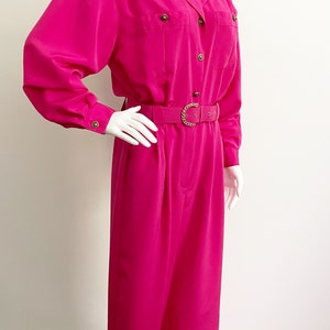 Fuchsia Pink Belted Jumpsuit