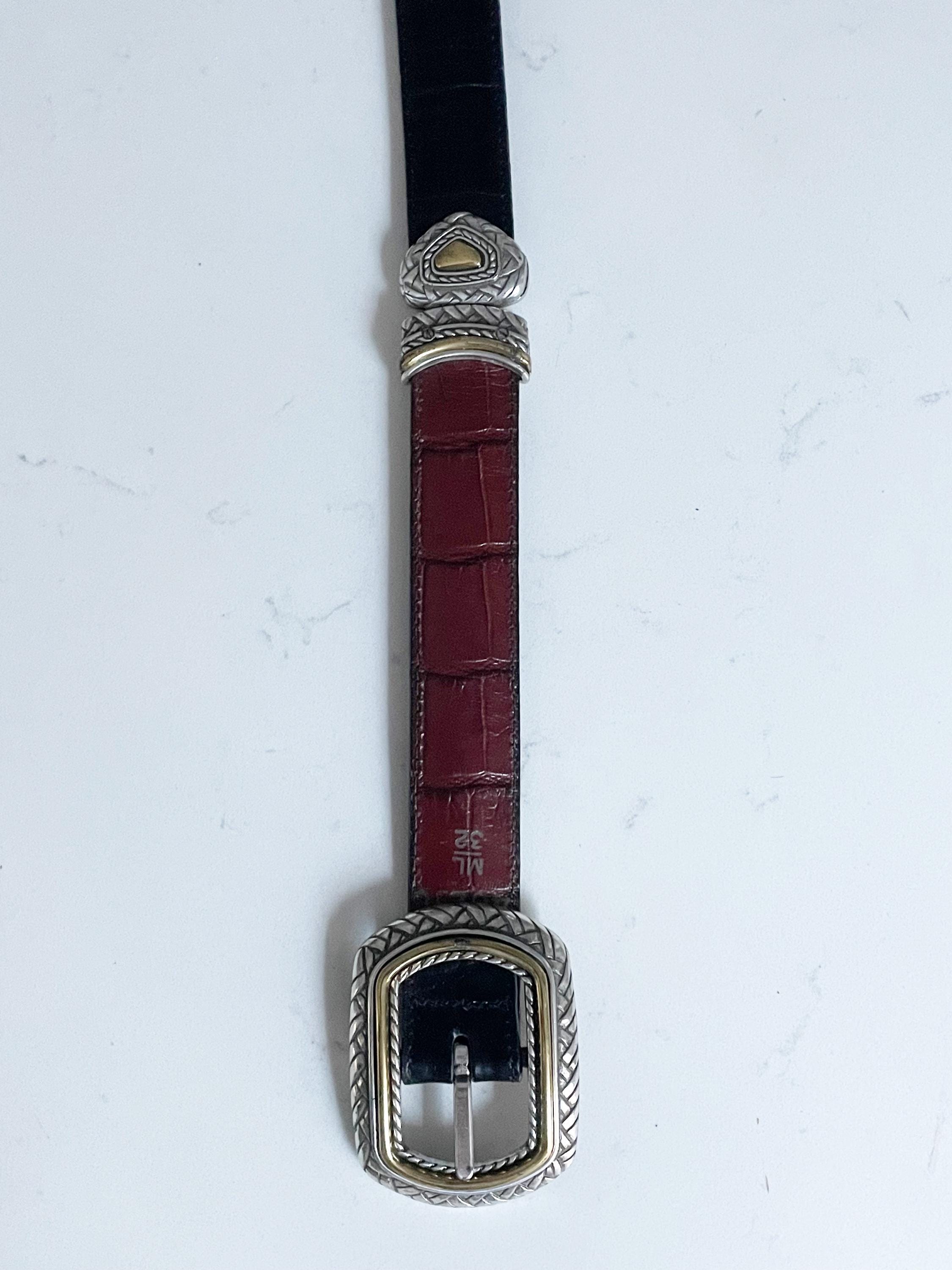 Vintage Brighton Reversible Leather Belt, Brown Belt, Black  display picture 1