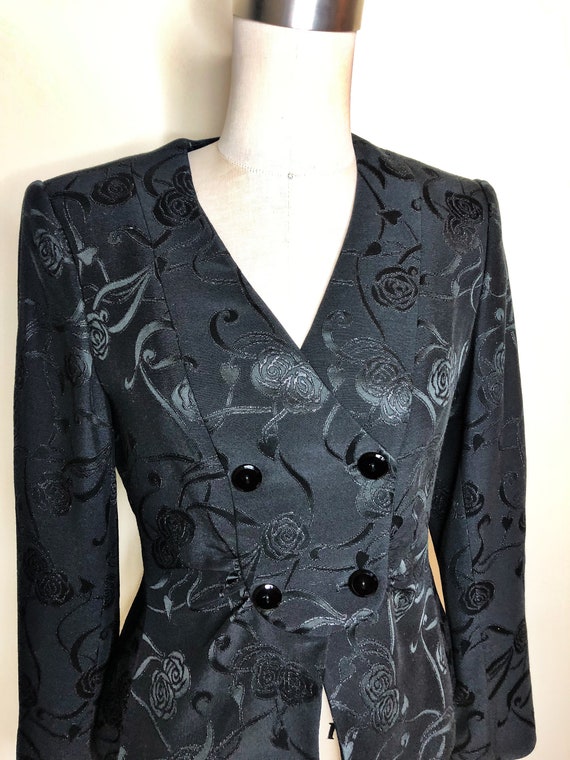 Armani Collezioni, black jacquard blazer, double b