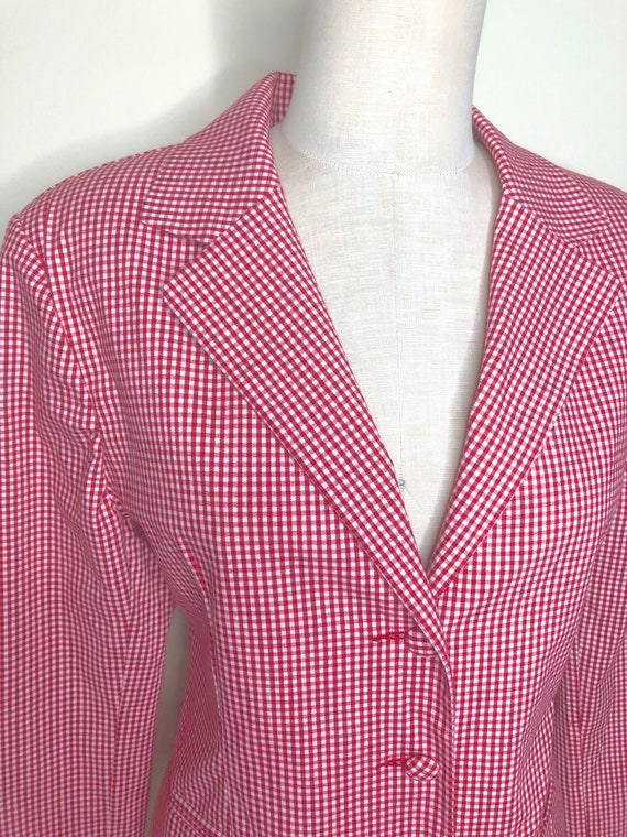 Red and white gingham jacket, checked blazer, Sam 