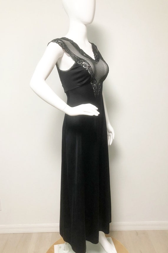 Vintage Vanity Fair black nightgown, illusion fabr