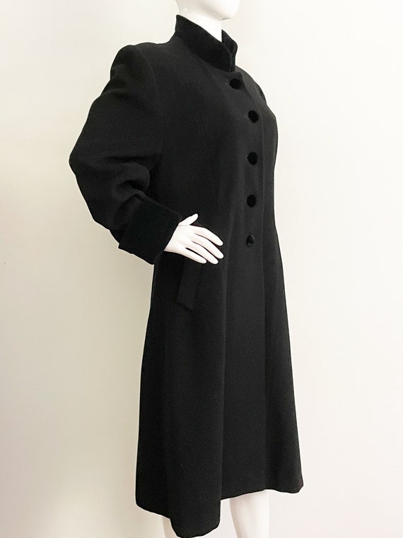 Christian Dior wool coat, velvet trimmed coat, bl… - image 5