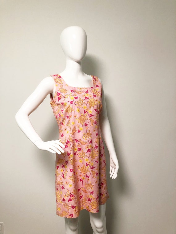 Vintage Lilly Pulitzer shift dress, turtles, pink 