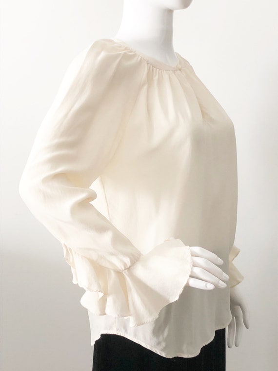 Vintage silk blouse, poet sleeve top, silk top, R… - image 3