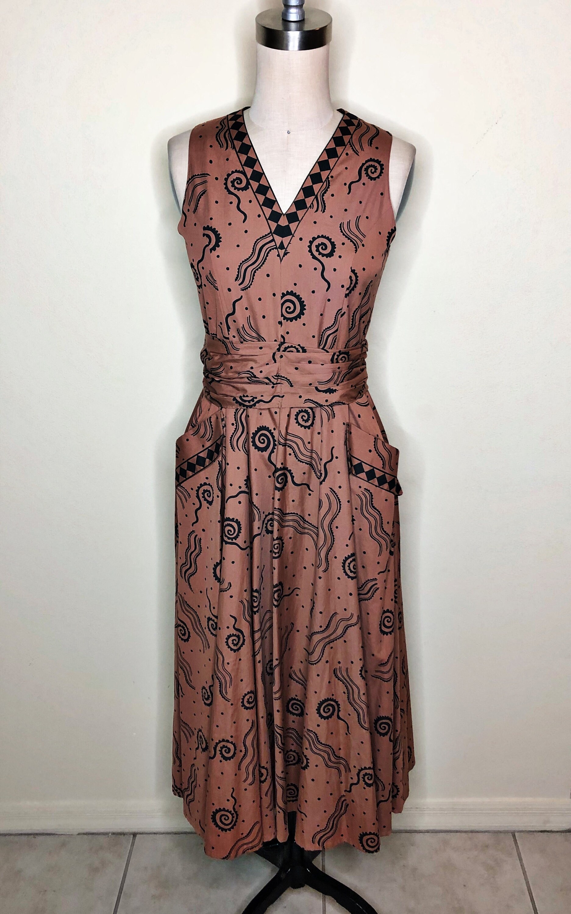 Hiroko Koshino Designer Dress, Cotton Dress, Sleeveless