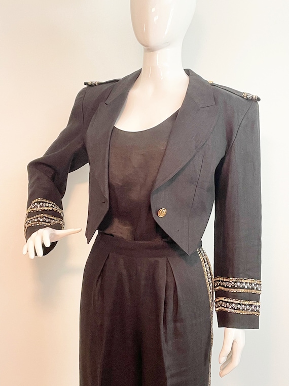 Vintage Pia Rucci linen three piece pant suit, mil