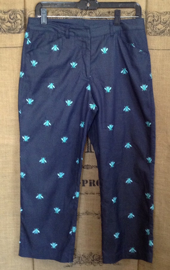 Vintage Lilly Pulitzer pants,  bee capri pants, p… - image 1