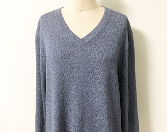 Vintage St. John Sport by Marie Gray, heathered blue pullover sweater, lightweight sweater, blue top