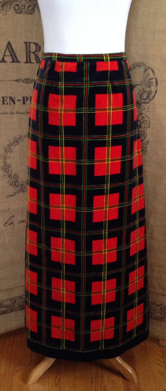 Mr Dino, velvet maxi plaid skirt, full length, Chr