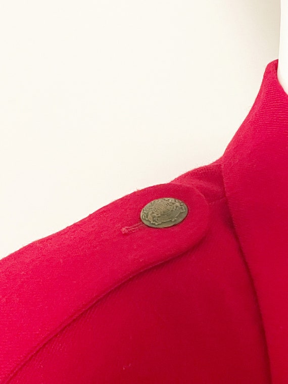 Vintage military style red cropped jacket, red bl… - image 6