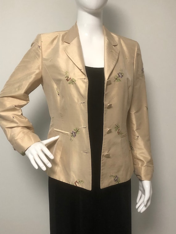 Vintage silk blazer, embroidered silk blazer, mad… - image 3