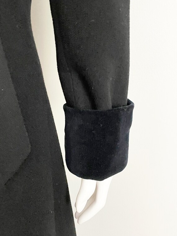 Christian Dior wool coat, velvet trimmed coat, bl… - image 3