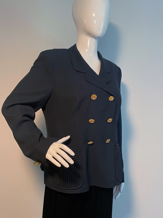 Vintage Louis Feraud Blazer, Double Breasted Navy Jacket