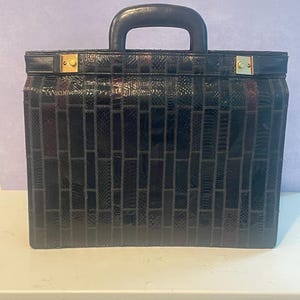 vintage Leo Rexx New York porte-documents en peau de serpent, porte-documents pour clés et cadenas, porte-documents en peau de reptile élégant, les sacs, porte-documents en peau de patchwork