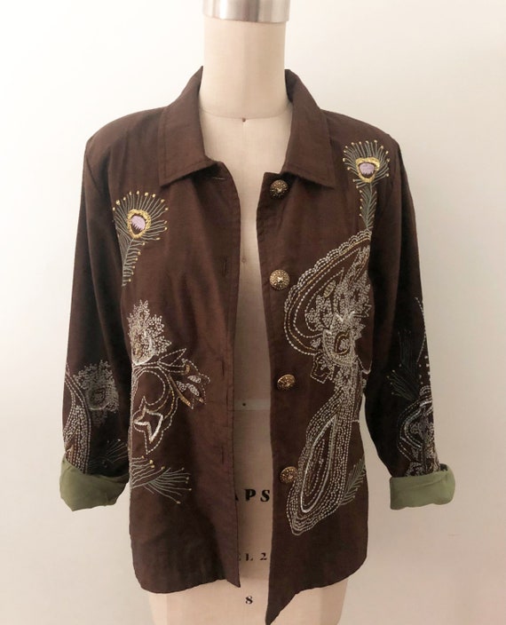 Vintage Indigo Moon, sequin jacket, embroidered jacke… - Gem