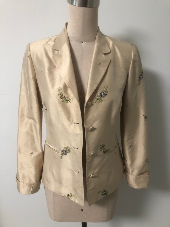 Vintage silk blazer, embroidered silk blazer, mad… - image 2