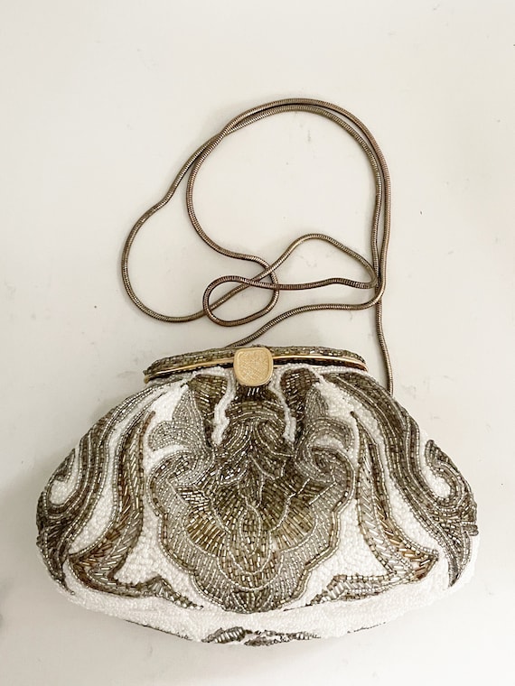 Vintage La Regale beaded evening bag, gold/silver… - image 5
