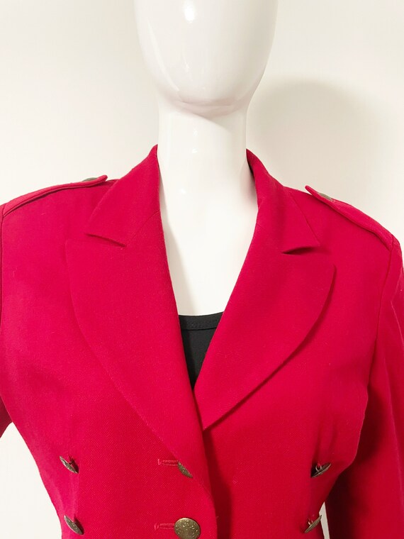 Vintage military style red cropped jacket, red bl… - image 5