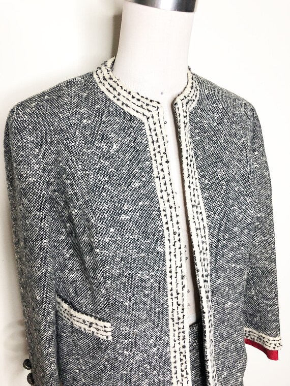 Wool suit, vintage black and white wool suit, twee