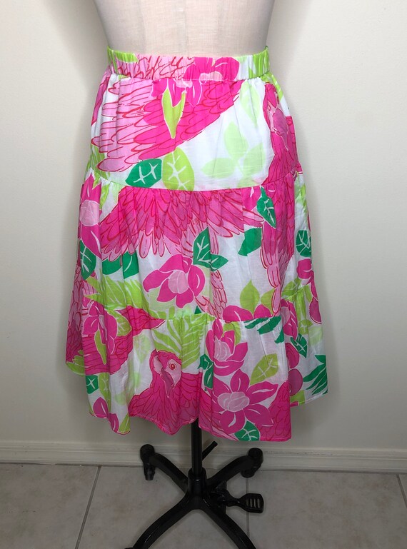 Lilly Pulitzer tiered cotton skirt parrots tropical floral | Etsy