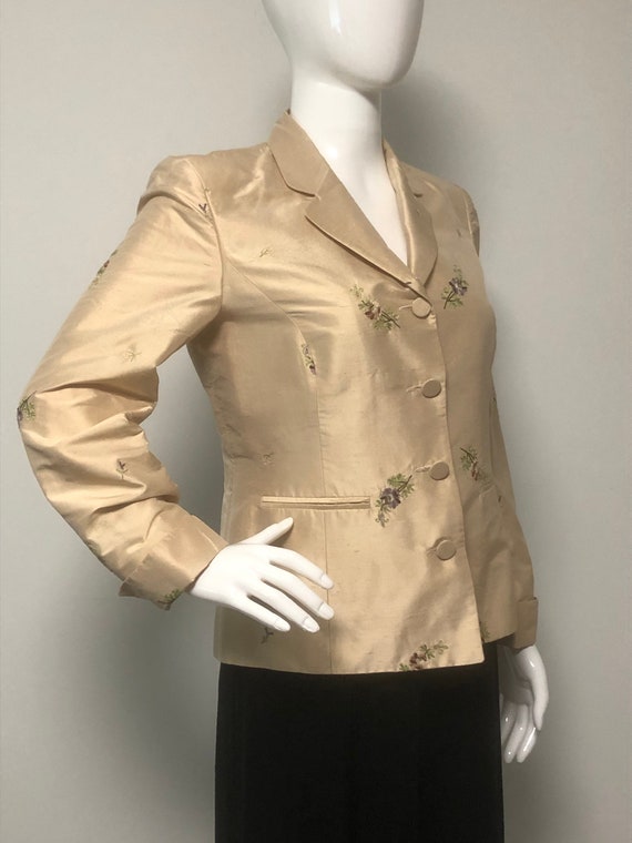 Vintage silk blazer, embroidered silk blazer, mad… - image 1