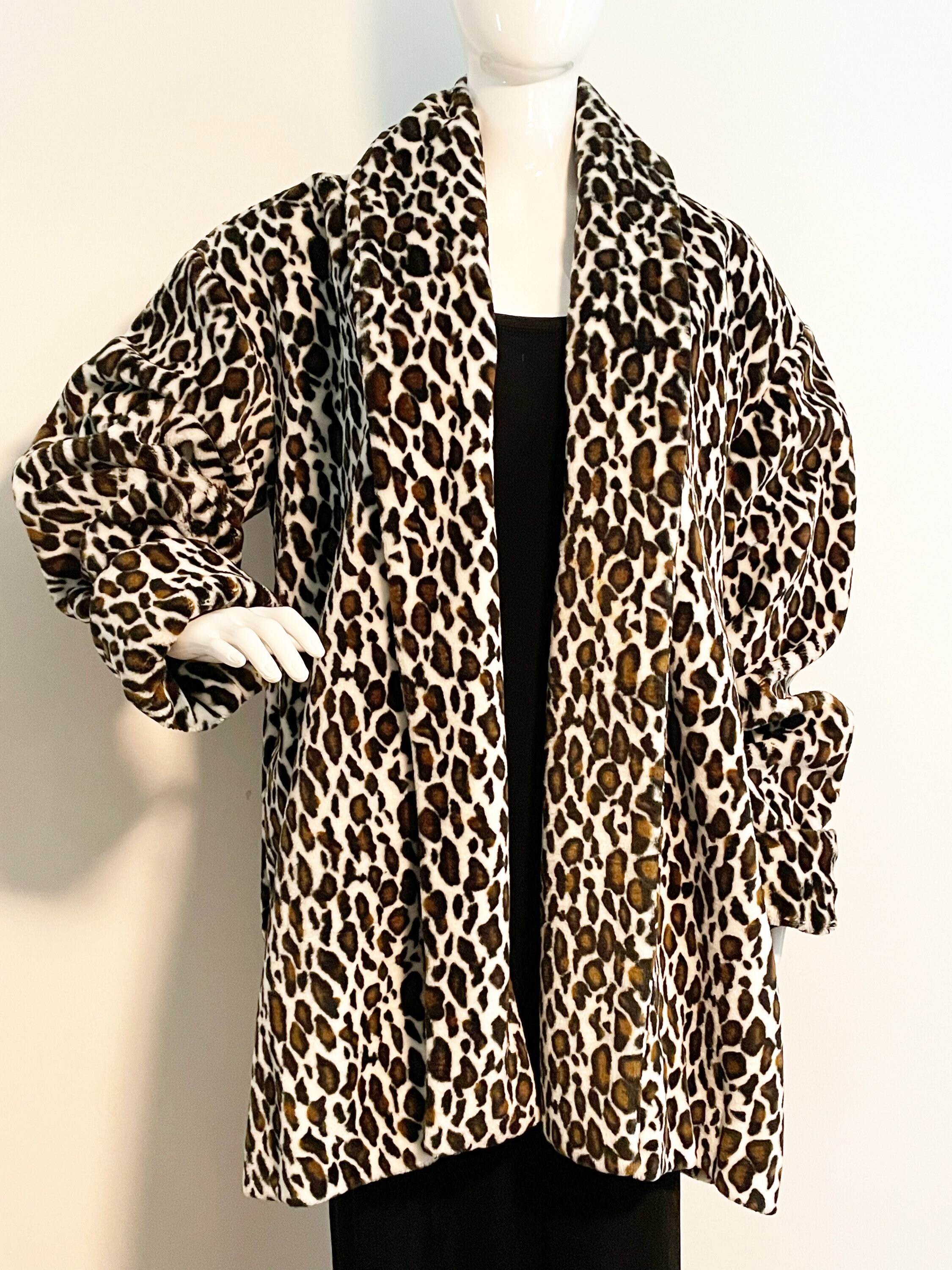 Leopard Print Animal Print Jacket Faux Leopard Swing Coat - Etsy