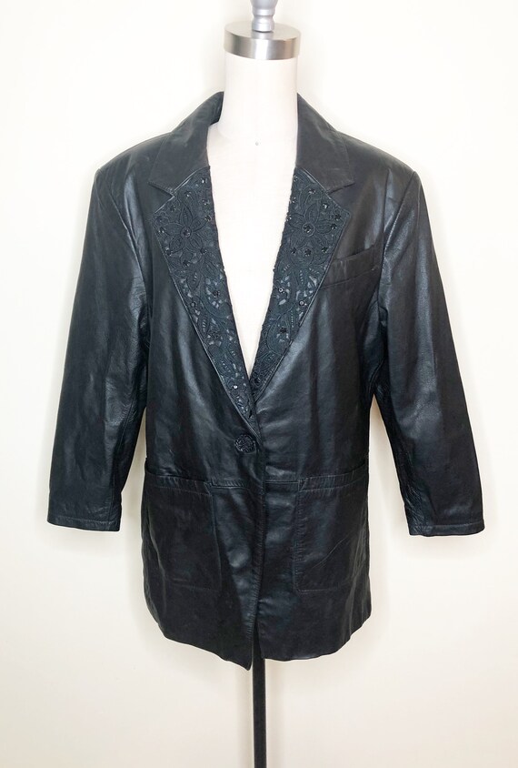 Vintage Leather jacket, longline leather blazer, … - image 4