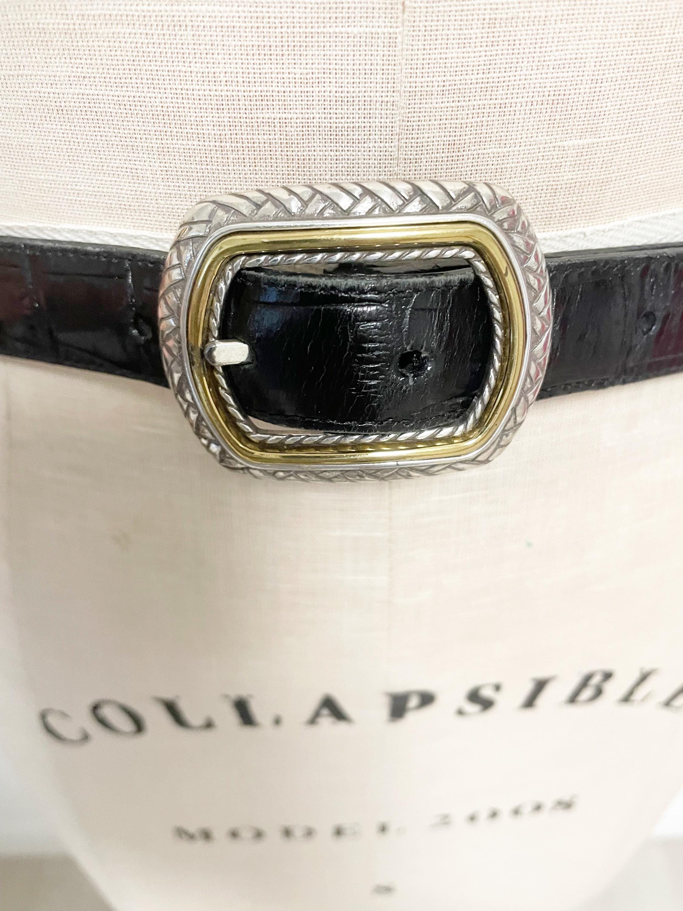 BRIGHTON ♡ Gorgeous Vintage ? Buckle 2-Sided Black \'n Tan Leather Belt  ML|32 Vintage 90 main image 4