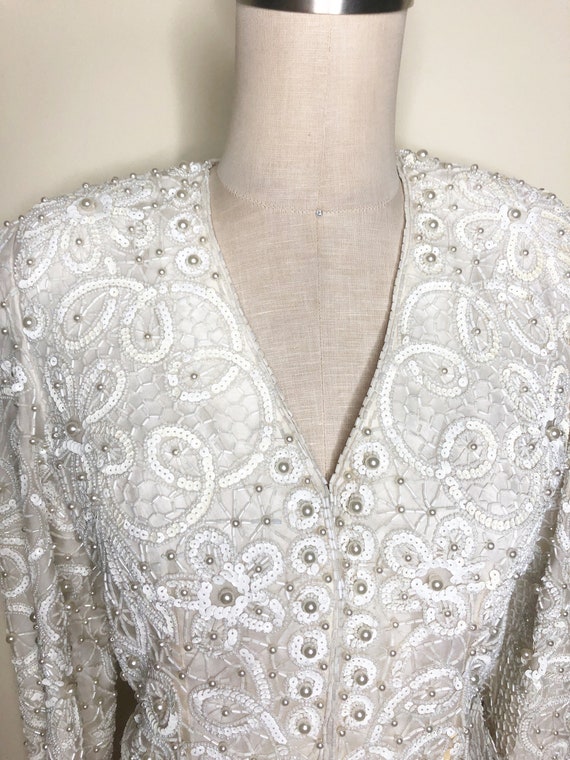 Black Tie beaded top, pearl embellished top, sequi