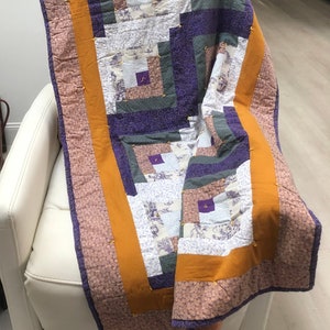 Vintage handmade lap quilt, quilted blanket, purple quilt, cupid, throw quilt, patchwork quilt