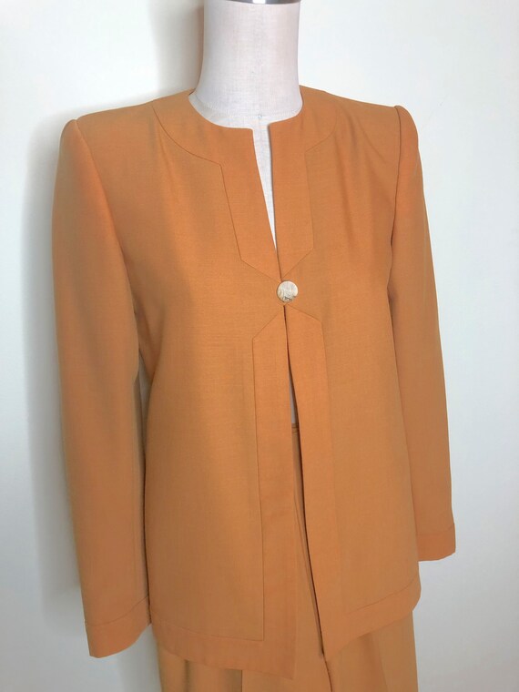 Oscar de la Renta wool pantsuit, designer suit, po