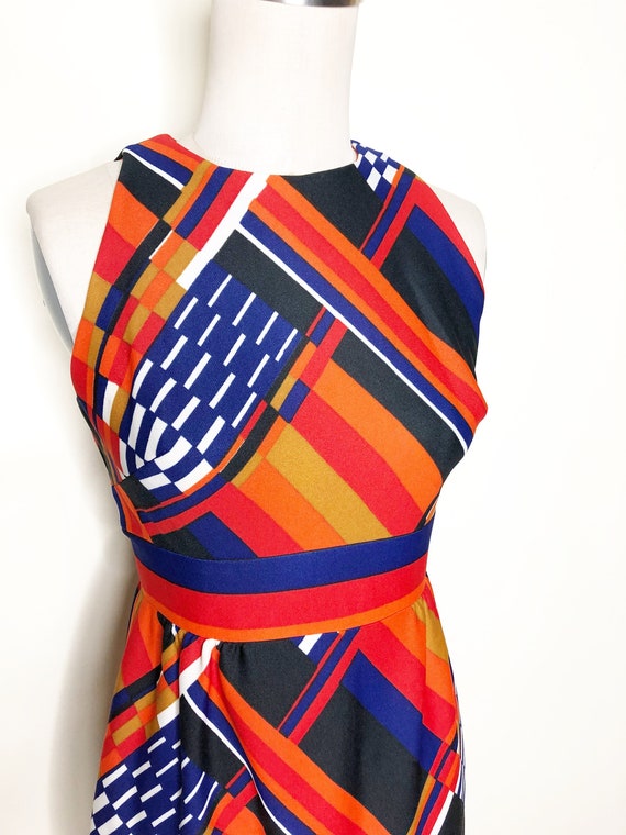 Vintage 1970's maxi, geometric mod maxi, Ruth Norm