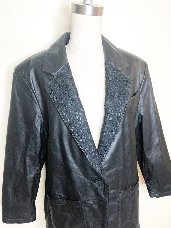 Vintage Leather jacket, longline leather blazer, … - image 3