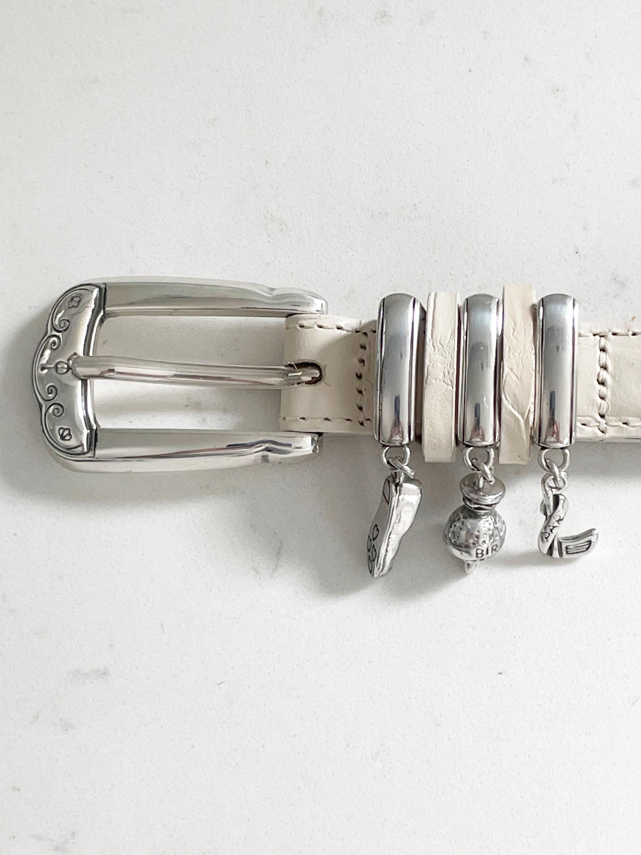 Vintage Brighton Leather Belt, Golf Charms Belt, Silver Tone 