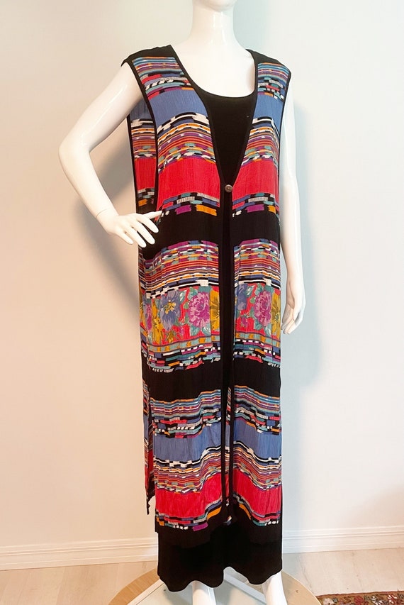 Vintage Sharon Anthony long vest, Southwest full … - image 1