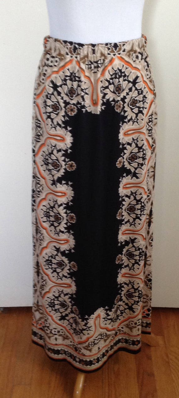 Mr. Dino, 1970's skirt, maxi brown/black long ski